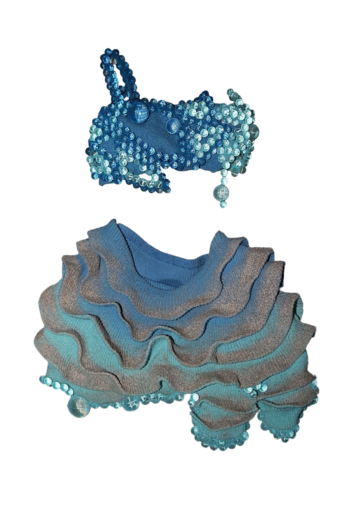Luminous sand two-piece set, knitted beachwear full view
